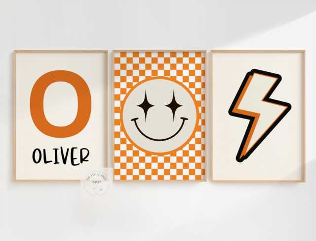 Personalised Retro Wall Print Set For Childrens Bedroom Or Playroom, Other Colours Available - image 1
