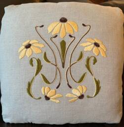 Kit To Embroider The Black Eyed Susan Pillow, 18 Inch Square