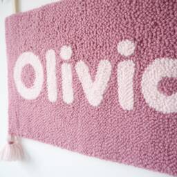 Pink Custom Name Wall Hanging Wool Nursery Decor - thumbnail 2