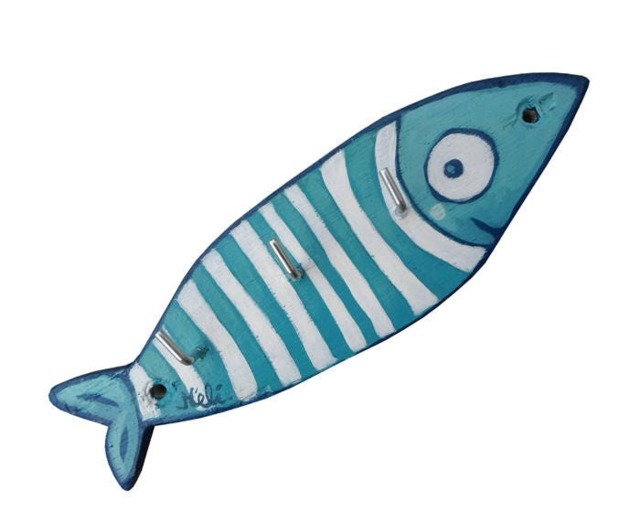 striped Sardine Key Hanger in Painted Wood - image 1