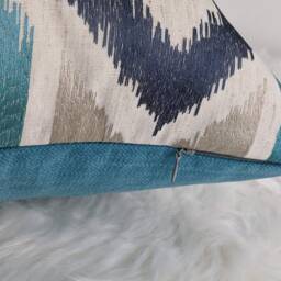 John Lewis Juana Embroidered Geometric Turquoise Blue Cushion Cover/ Throw Cover. Scandi Style Pillow Case - thumbnail 3