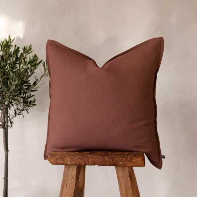 Linen Throw Pillow Case, Subtle Hem, Zipper, Lumbar, Square, Natural Cover - image 1