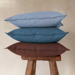Linen Throw Pillow Case, Subtle Hem, Zipper, Lumbar, Square, Natural Cover - thumbnail 3