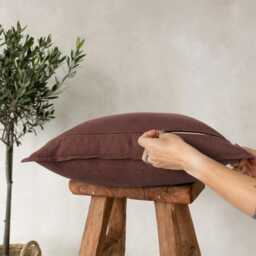 Linen Throw Pillow Case, Subtle Hem, Zipper, Lumbar, Square, Natural Cover - thumbnail 2