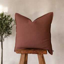 Linen Throw Pillow Case, Subtle Hem, Zipper, Lumbar, Square, Natural Cover - thumbnail 1