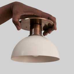 Flush Mount Ceiling Light - Modern Raw Brass Kitchen Vanity Minimalist Bathroom Lighting Fixture - thumbnail 3