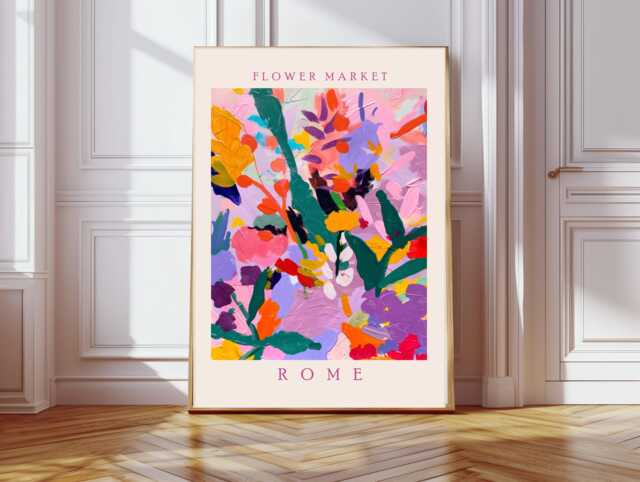 Botanical Flower Market Art Print, Market, Floral Wall Decor, Art, Rome - image 1