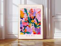 Botanical Flower Market Art Print, Market, Floral Wall Decor, Art, Rome - thumbnail 1