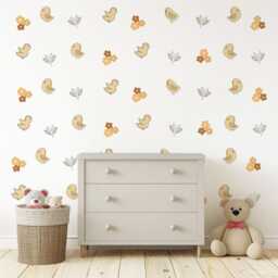 Bird Nursery Wall Decals Boho Stickers Neutral Decor, Floral Decals, Woodland Art, Peel & Stick - thumbnail 3