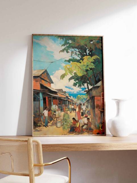 Philippines Travel Print, Vintage Filipino Floral Poster, Southeast Asian Art, Folk Art Tropical Wall Sea A1/A2/A3/A4 - image 1