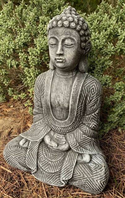 stone Garden Large Maze Robe Buddha Black & White Gift Concrete Ornament - image 1