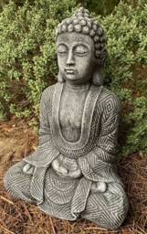stone Garden Large Maze Robe Buddha Black & White Gift Concrete Ornament - thumbnail 1