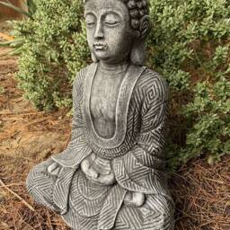 stone Garden Large Maze Robe Buddha Black & White Gift Concrete Ornament - thumbnail 2