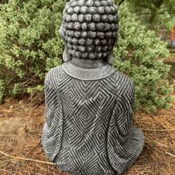 stone Garden Large Maze Robe Buddha Black & White Gift Concrete Ornament - thumbnail 4