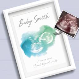 Baby Scan Print. Ultrasound Or Sonogram Art Scan Keepsake. Pregnancy Gift For Mum To Be. Gender Reveal Announcement. Shower - thumbnail 1