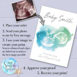 Baby Scan Print. Ultrasound Or Sonogram Art Scan Keepsake. Pregnancy Gift For Mum To Be. Gender Reveal Announcement. Shower - thumbnail 3