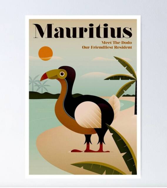 Vintage Visit Mauritius Travel Print, Nature Dodo Print