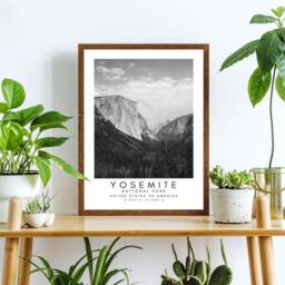 Yosemite National Park Print Black & White Mountain Wall Art - thumbnail 3