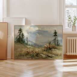 Mountain Meadow Poster, Pine Landscape Print, Nature Wall Art, Paper - thumbnail 4