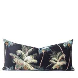 Neon Palm Tree Lumbar Pillow Hawaiian Barkcloth, Mid-Century Modern - thumbnail 2