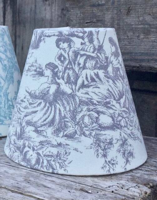 Dovestone Grey Provence Toile De Jouy Candle Clip Lampshade - image 1