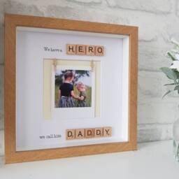 Fathers Day Photo Frame, I Have A Hero Call Him Daddy, Scrabble Box Birthday Gift, Father's Christmas Gift - thumbnail 3