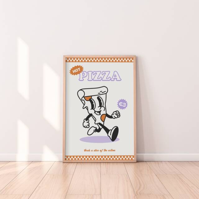 Retro Pizza Print - Kitchen Prints, Vintage Print, Dining Room Lover, Bold Wall Art, Poster, Style, Italy - image 1