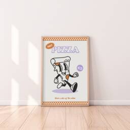 Retro Pizza Print - Kitchen Prints, Vintage Print, Dining Room Lover, Bold Wall Art, Poster, Style, Italy - thumbnail 1