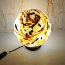 Golden Swirl Glass Sphere Lamp Handcrafted Artisan Warm Ambient Ligh - thumbnail 3