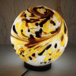Golden Swirl Glass Sphere Lamp Handcrafted Artisan Warm Ambient Ligh - thumbnail 1