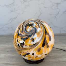 Golden Swirl Glass Sphere Lamp Handcrafted Artisan Warm Ambient Ligh - thumbnail 2