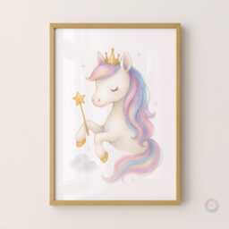 Unicorn Nursery Artwork - Set Of 3 - Girls Bedroom Prints Rainbow Unicorns Wall Art Posters - thumbnail 3
