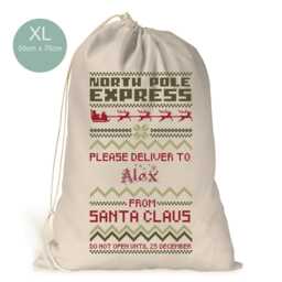 Personalised Xl Drawstring Christmas Sack/stocking North Pole Express Special Delivery Xmas Present Sack Gift Bag - thumbnail 3