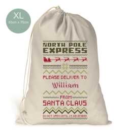 Personalised Xl Drawstring Christmas Sack/stocking North Pole Express Special Delivery Xmas Present Sack Gift Bag - thumbnail 2