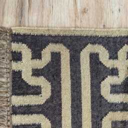 Wool Jute Flatweave Rug - Beige & Black Modern Maze Pattern Geometric Area Carpet - thumbnail 2