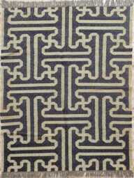 Wool Jute Flatweave Rug - Beige & Black Modern Maze Pattern Geometric Area Carpet - thumbnail 1