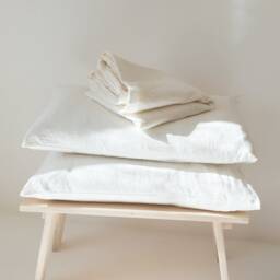 White Linen Bedding Set Duvet Cover & Two Pillowcases, Washed Set, Queen King Sizes - thumbnail 2