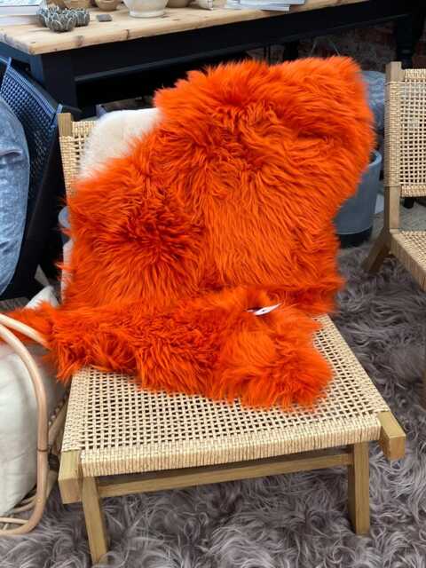 Sheepskin Rug, Deep Orange , Sheepskin, Rug .fur Interior Decor, Gift, Autumn Tones, Chair Cover - image 1