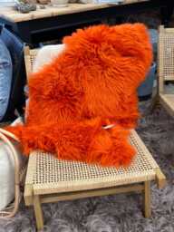 Sheepskin Rug, Deep Orange , Sheepskin, Rug .fur Interior Decor, Gift, Autumn Tones, Chair Cover - thumbnail 1