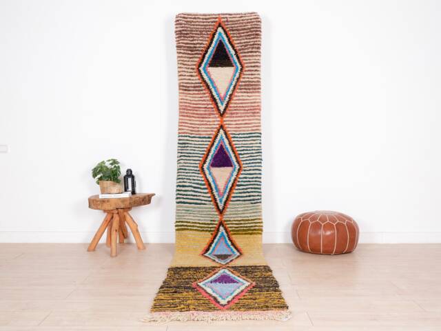 Moroccan Runner Rug 2x11 Ft, Vintage Berber Runner, Handwoven Wool Rug, Tribal Bohemian Hallway 73x340 cm - image 1