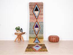 Moroccan Runner Rug 2x11 Ft, Vintage Berber Runner, Handwoven Wool Rug, Tribal Bohemian Hallway 73x340 cm - thumbnail 1