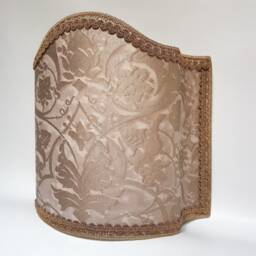 Venetian Lamp Shade Fortuny Fabric Mushroom & Silvery Gold Persepolis Pattern Half Lampshade - Handmade in Italy - thumbnail 3