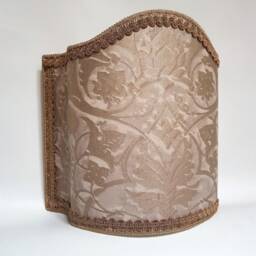 Venetian Lamp Shade Fortuny Fabric Mushroom & Silvery Gold Persepolis Pattern Half Lampshade - Handmade in Italy - thumbnail 2