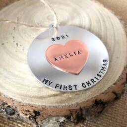 Christmas Tree Ornament, Personalised Bauble, First Christmas, New Home, Husband & Wife