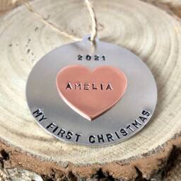 Christmas Tree Ornament, Personalised Bauble, First Christmas, New Home, Husband & Wife - thumbnail 3