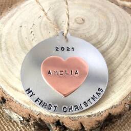 Christmas Tree Ornament, Personalised Bauble, First Christmas, New Home, Husband & Wife - thumbnail 2