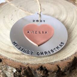 Christmas Tree Ornament, Personalised Bauble, First Christmas, New Home, Husband & Wife - thumbnail 4
