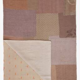Mosaic Fray Handmade Vintage Kantha Throw - Mushroom - thumbnail 3