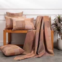 Mosaic Fray Handmade Vintage Kantha Throw - Mushroom - thumbnail 2