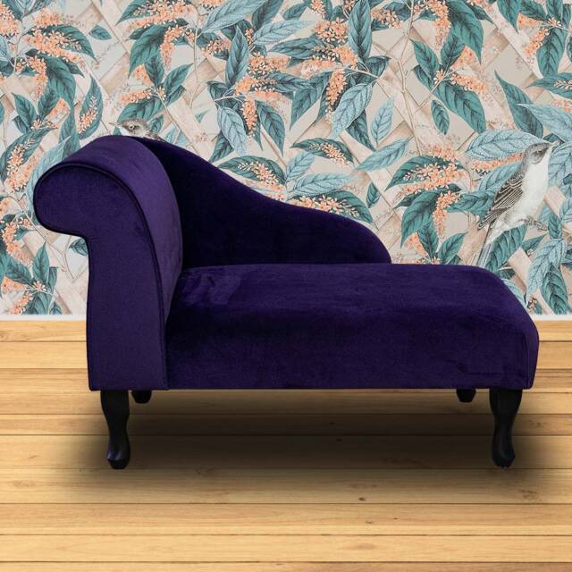 Handmade Purple Velvet Chaise Longue Small Sofa Daybed - image 1